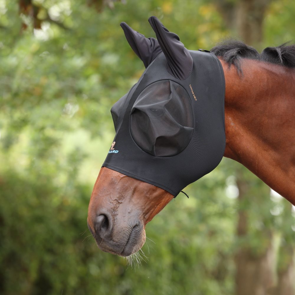 Fluesæt Flyguard Pro Stretch Fly hood w ears Shires Equestrian Products