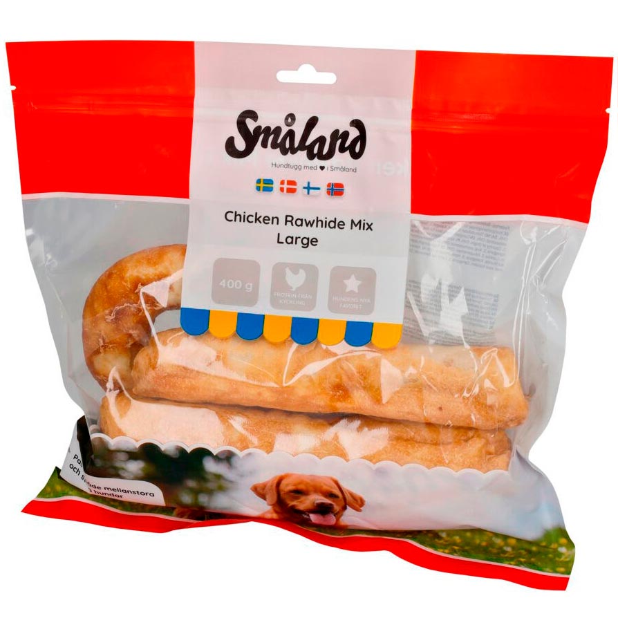 Tyggeben  Chicken Rawhide Mix Large 400g Småland