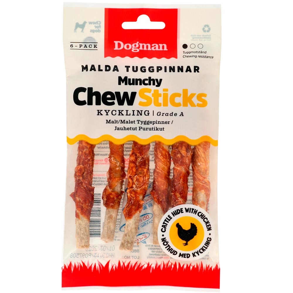 Tyggeben  Malda tuggpinnar m kyckling 6-pack Dogman