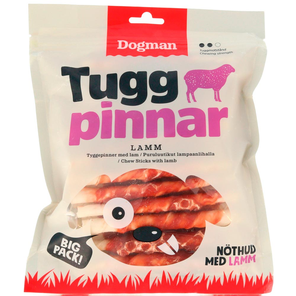 Tyggeben  Tuggpinnar med lamm 25-pack Dogman