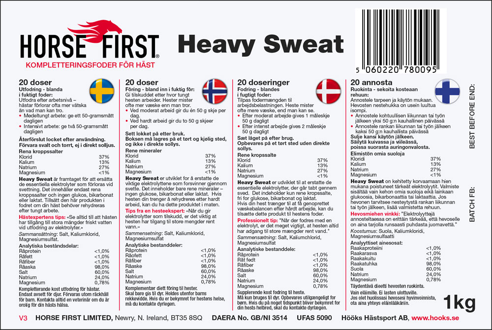 Tilskudsfoder  Heavy Sweat 1kg HORSE FIRST®